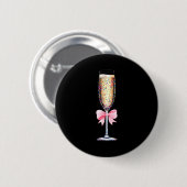 Badge Rond 5 Cm Coquette Champagne Gl Happy New Year 2026 Party Wo (Devant & derrière)