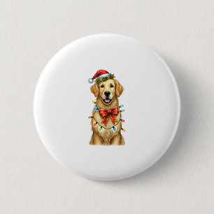 Badge Rond 5 Cm Coquette Chien retrieur d'or Mignonne Noël de Bow 