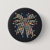 Badge Rond 5 Cm Coquette Feux de Noël Bow Joyeux Noël (Devant)