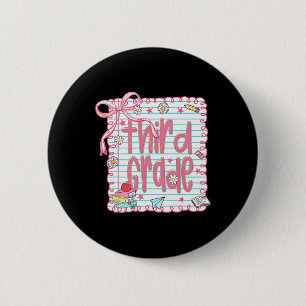 Badge Rond 5 Cm Coquette Girly Rose Ruban Enseignante Troisième Cl