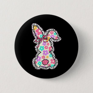Badge Rond 5 Cm Coquette Lapin Lapin Bow Floral Girl Happy E