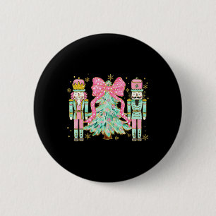 Badge Rond 5 Cm Coquette Pink Bow Nutcracker Arbre de Noël Preppy