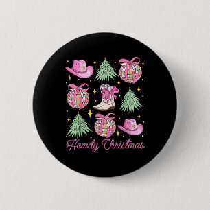 Badge Rond 5 Cm Coquette rose de Noël Bow Xmas Tree