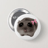 Badge Rond 5 Cm Coquette Sad Hamster Meme Pin Button (Devant & derrière)