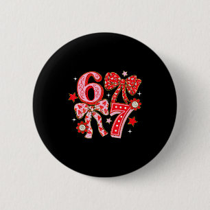 Badge Rond 5 Cm Coquette Valentine 67 Six Seven Nœud Valentines 6