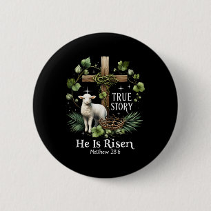 Badge Rond 5 Cm Coquette Véritable Histoire Il Est Ressuscité Pâqu
