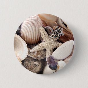 Badge Rond 5 Cm Coquilles de mer par le rivage