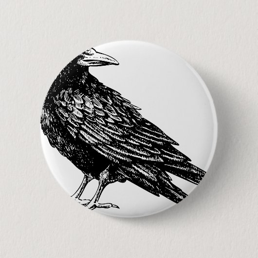 Badge Rond 5 Cm Corbeau (Devant)
