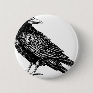 Badge Rond 5 Cm Corbeau