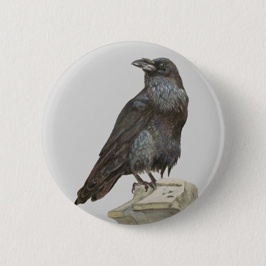 Badge Rond 5 Cm Corbeau (Devant)