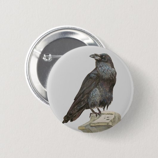 Badge Rond 5 Cm Corbeau (Devant & derrière)