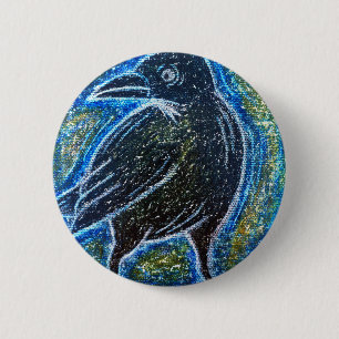 Badge Rond 5 Cm Corbeau