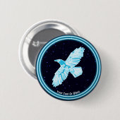 Badge Rond 5 Cm Corbeau bleu sur étoiles (Devant & derrière)