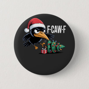 Badge Rond 5 Cm Corbeau F-caw-f Arbre de Noël Corbeau de Noël