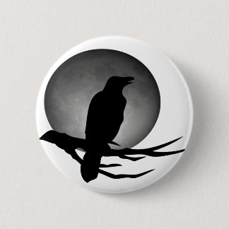 Badge Rond 5 Cm corbeau lune