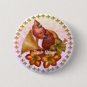Badge Rond 5 Cm Corbeaux à tête rouge corne