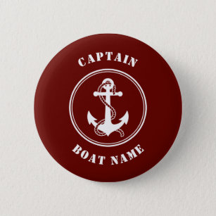 Badge Rond 5 Cm Corde d'Ancres nautiques Nom du bateau du capitain