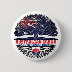 Badge Rond 5 Cm Corée du Sud Sud Australie Australie arbre