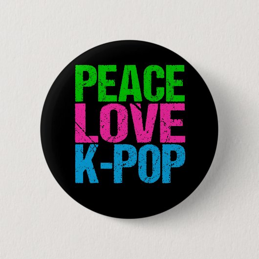 Badge Rond 5 Cm Corée Pop Music Peace Love K-Pop (Devant)