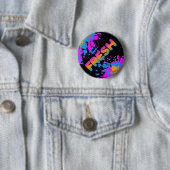 Badge Rond 5 Cm COREY TIGER 80s RETRO FRAIS PEINTURE SPLATTER (En situation)