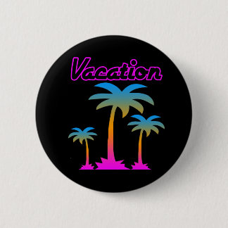 Badge Rond 5 Cm COREY TIGER 80s RETRO PALMIERS TROPIQUES DE VACANC