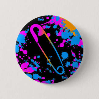 Badge Rond 5 Cm COREY TIGER 80s RETRO PUNK SÉCURITÉ NIP SPLATTER
