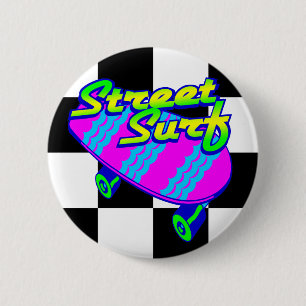 Badge Rond 5 Cm Corey Tiger 80s Retro Street Surf Skateboard