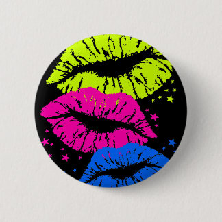 Badge Rond 5 Cm Corey Tiger 80s Vintage Lips & Stars Kisses