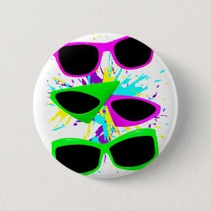 Badge Rond 5 Cm Corey Tiger 80s Vintage Lunettes de soleil Neon Sp