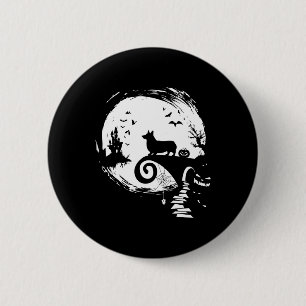Badge Rond 5 Cm Corgi Chien Et Lune Costume Halloween Amoureux des