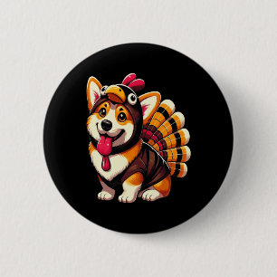 Badge Rond 5 Cm Corgi Chien Turquie Thanksgiving Costume femmes Ho