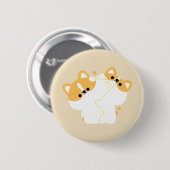 Badge Rond 5 Cm Corgi Couple (Devant & derrière)