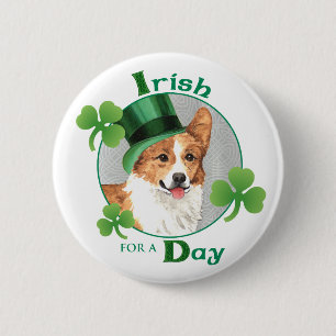 Badge Rond 5 Cm Corgi de Gallois de Pembroke du jour de St Patrick