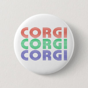Badge Rond 5 Cm Corgi Dog Texte coloré moderne