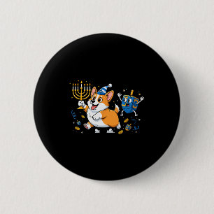 Badge Rond 5 Cm Corgi Dreidel Menorah Hanukkah Enfants Femmes M Dr