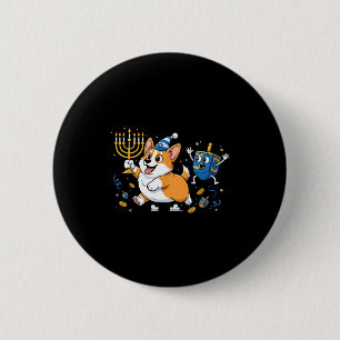 Badge Rond 5 Cm Corgi Drôle Toupie de Hanoukka Menorah Enfants Fem