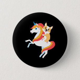 Badge Rond 5 Cm Corgi équitation Unicorn mignon chien drôle Coût d