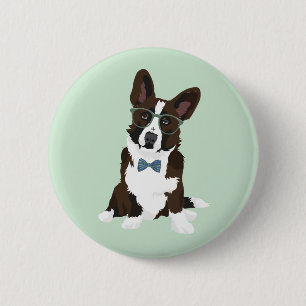 Badge Rond 5 Cm Corgi frais de Gallois de cardigan de hippie pour