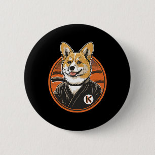 Badge Rond 5 Cm Corgi In Jiu Jitsu Gi Bjj Life Karate Taekwondo Co