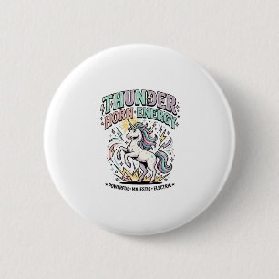 Badge Rond 5 Cm Corne de Tonnerre de Licorne Énergie Style Rétro P