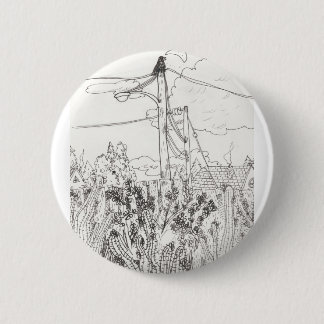 Badge Rond 5 Cm Corneille se reposant sur un Pin de la ligne