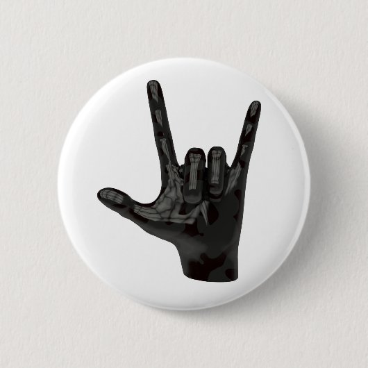 Badge Rond 5 Cm cornes diable main (Devant)