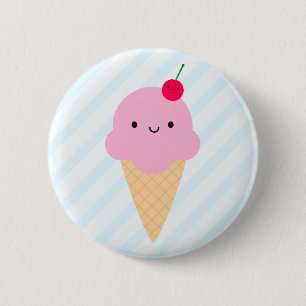 Badge Rond 5 Cm Cornet de crème glacée de Kawaii