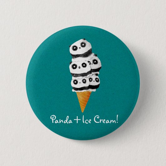 Badge Rond 5 Cm Cornet de crème glacée doux d'ours panda (Devant)