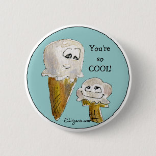 Badge Rond 5 Cm Cornets de crème glacée mignons de bande dessin