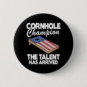 Badge Rond 5 Cm Cornhole Champion American Flag Board Funny Cornho