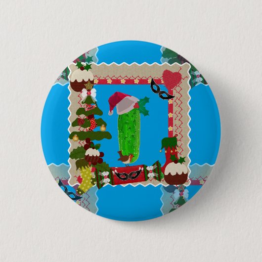 Badge Rond 5 Cm cornichon de Noël (Devant)
