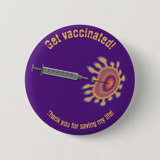 Badge Rond 5 Cm Corona... vaccinated ! (Devant)