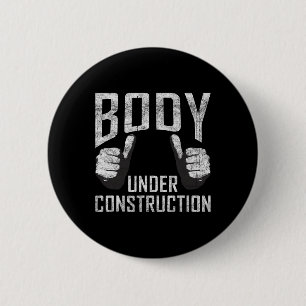 Badge Rond 5 Cm Corps En Construction Gymnase Exercice Bodybuildin