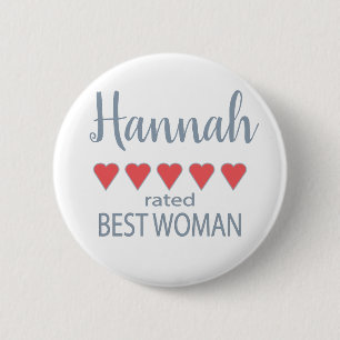 Badge Rond 5 Cm Cortège de Mariage et de Mariée 5 Cœur Meilleure F